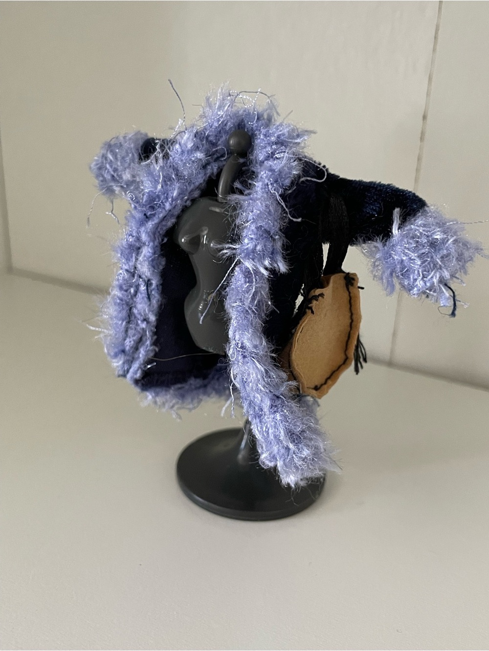 Vintage miniature light blue fur lined lil Bratz jacket with purse